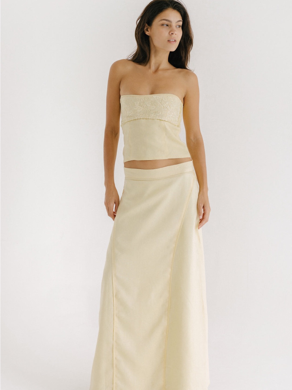 Eisha Resort Maxi Skirt Butter Yellow Linen Nwot — image 2 of 8